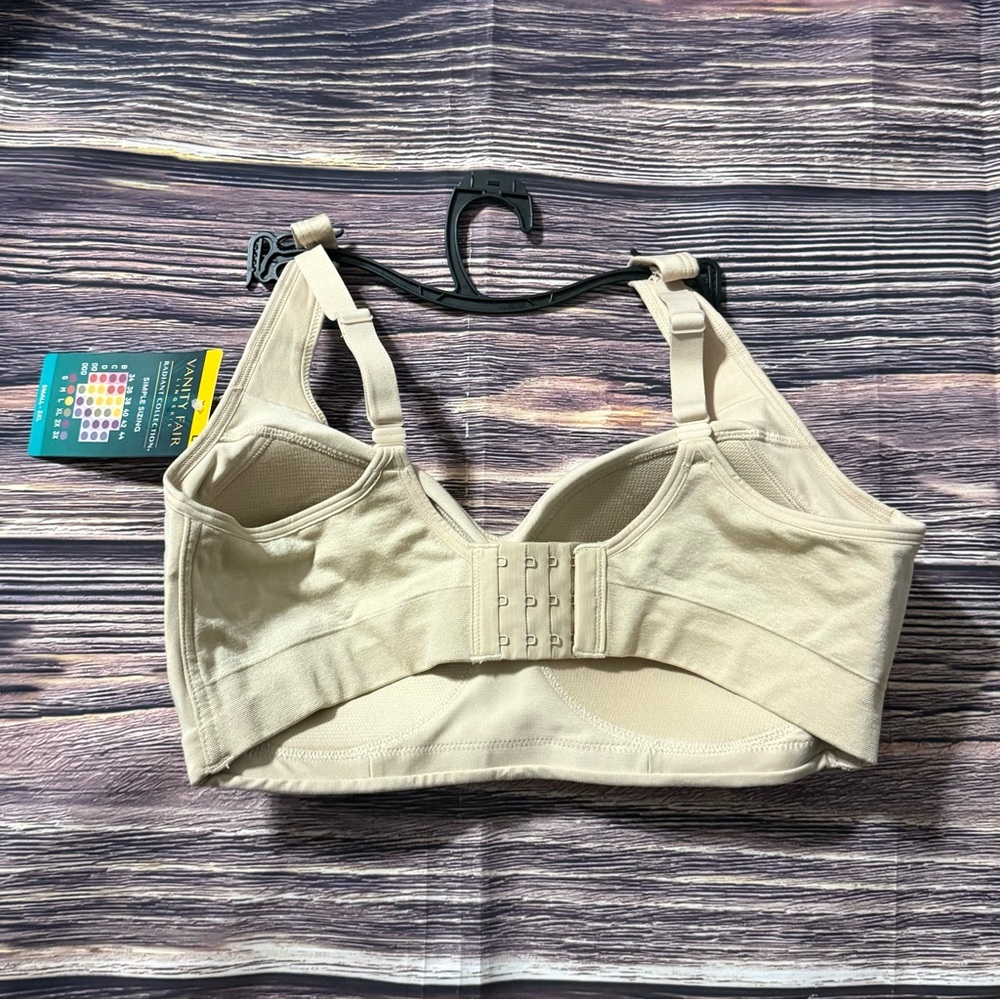 NWT Vanity Fair Radiant Women’s Wireless Comfort Bra - Black & Beige SZ Large - Picture 3 of 10